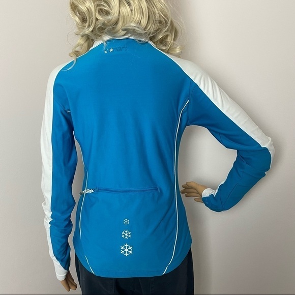 Canari Biking light weight Jacket Zip Up Back Zip pocket Blue White S - Picture 10 of 12